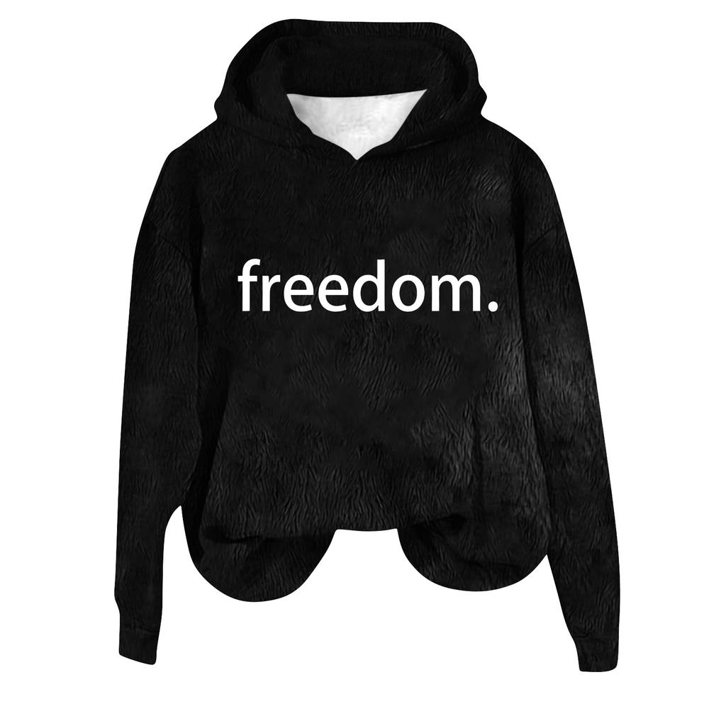 Women's Hooded Long Sleeve Printed Flannel Top Hooded Sweatshirt