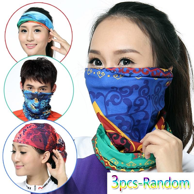 2020 Hot New Women Fashion Print Sport Elastic Headwraps Hair Band Cycling Face Scarf 3pcs-Random