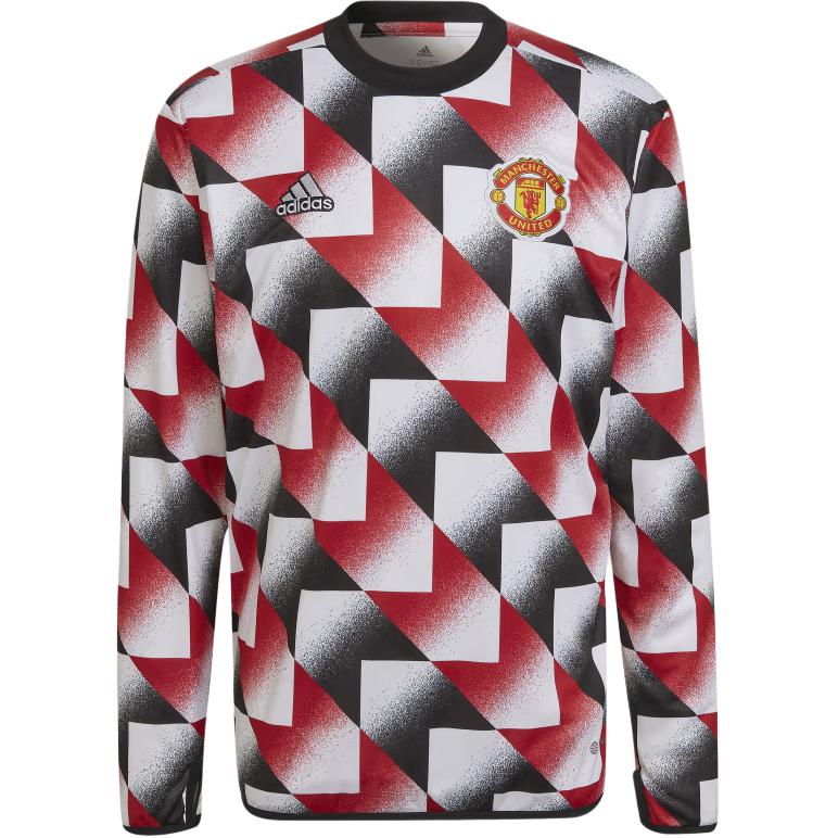Adidas Manchester United Pre-Match Warm Top Soft Comfortable Long Sleeve T-Shirt Men Tops True-Red H56683