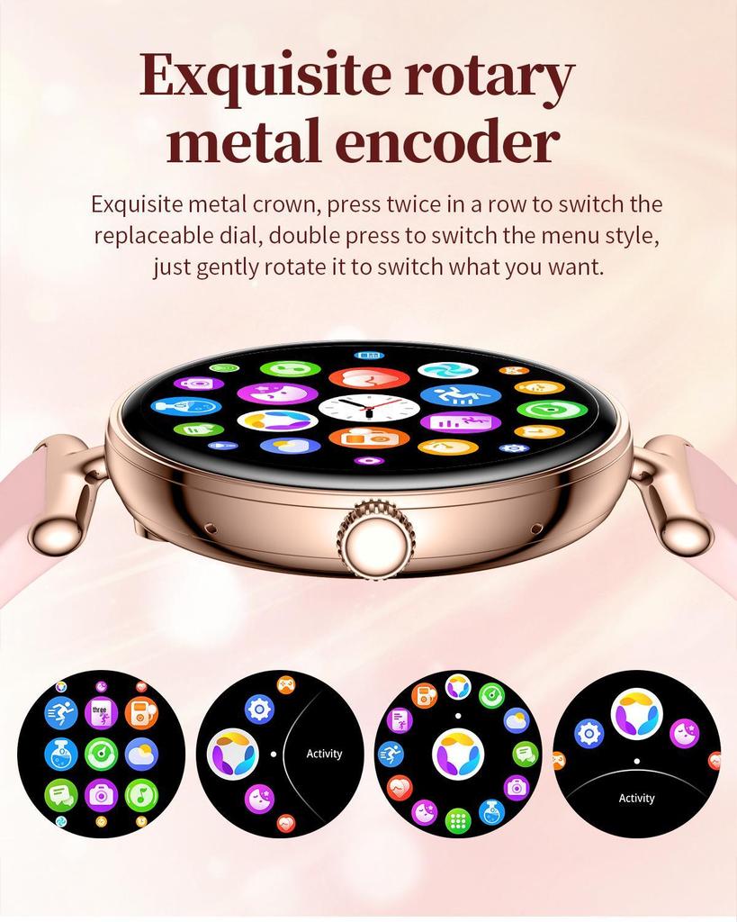 Женские многофункциональные смарт-часы V81: Пульс, Кровяное давление, Звонки по Bluetooth, Спорт, Кислород в крови, Отображение дня.