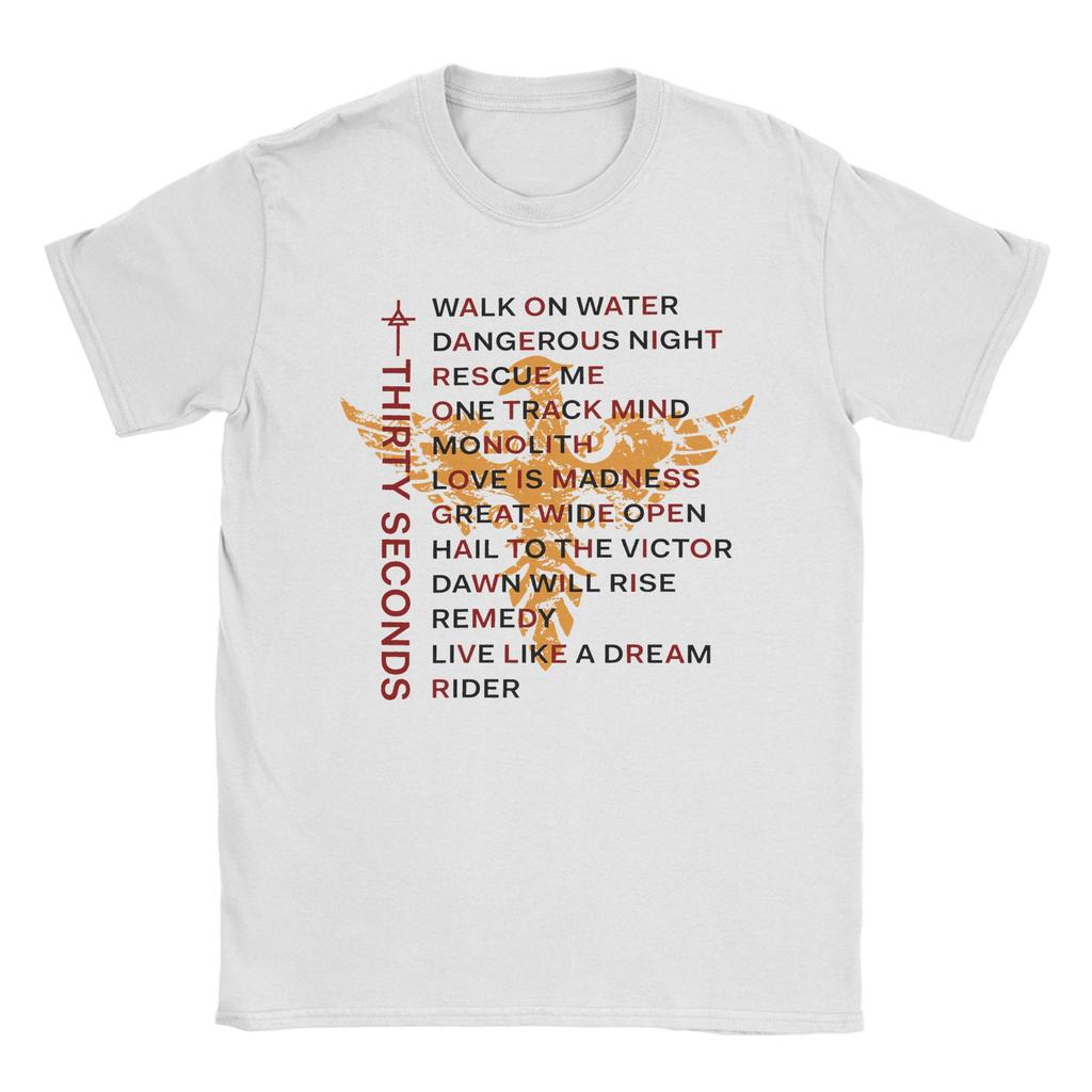 Retro THIRTY SECONDS TO MARS Rock Music Band TShirt For Unisex Unisex Round Neck Short Sleeve Tops Cotton Summer Clothing