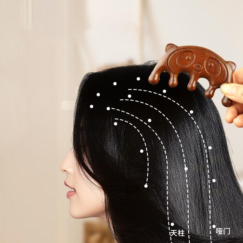 Сандаловая расческа-массажер «Панда» для головы, меридианная расческа для кожи головы, расческа для лица, глаз, плеч, шеи, скребковый массаж, уход за волосами, антистатическая расческа