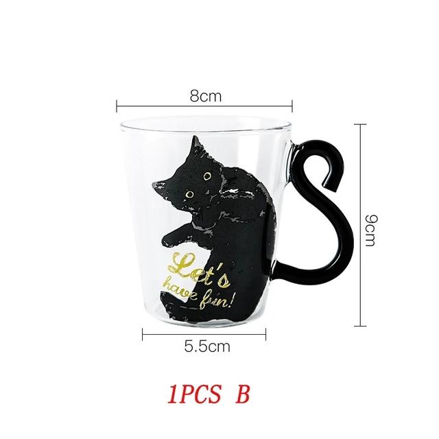 250ml Animal Shaped Glass Cup With Handle Cute Cappuccino Latte Coffee Mug Clear Milk Teacup Christmas Valentine's Day Gifts