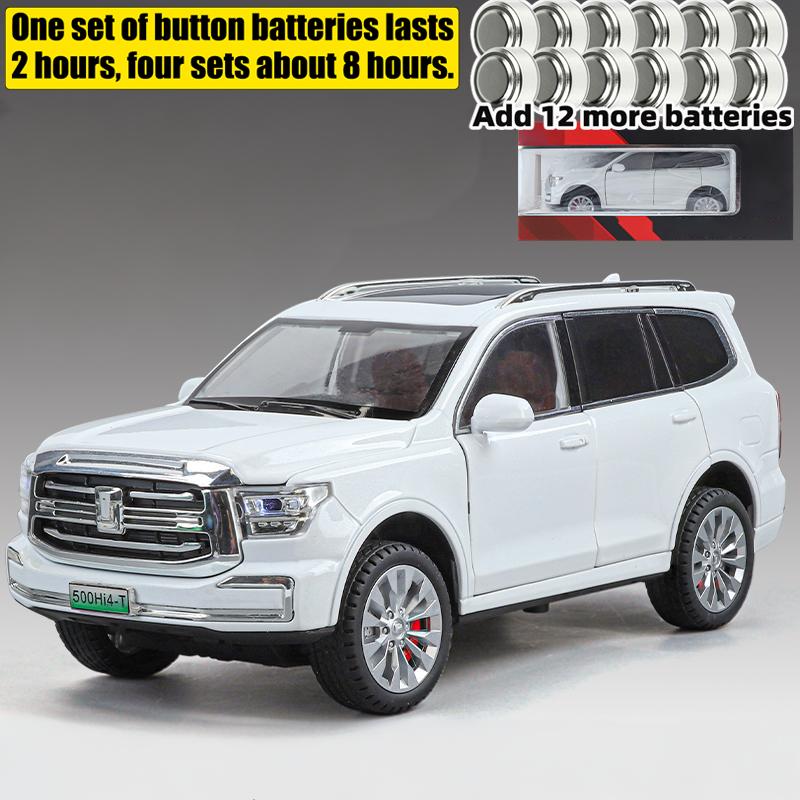 1:24 Great Wall Tank 500 Среднеразмерный Роскошный Внедорожник SUV Металлическая Модель Литая Машинка Симуляция Звука и Света Коллекционные Подарки