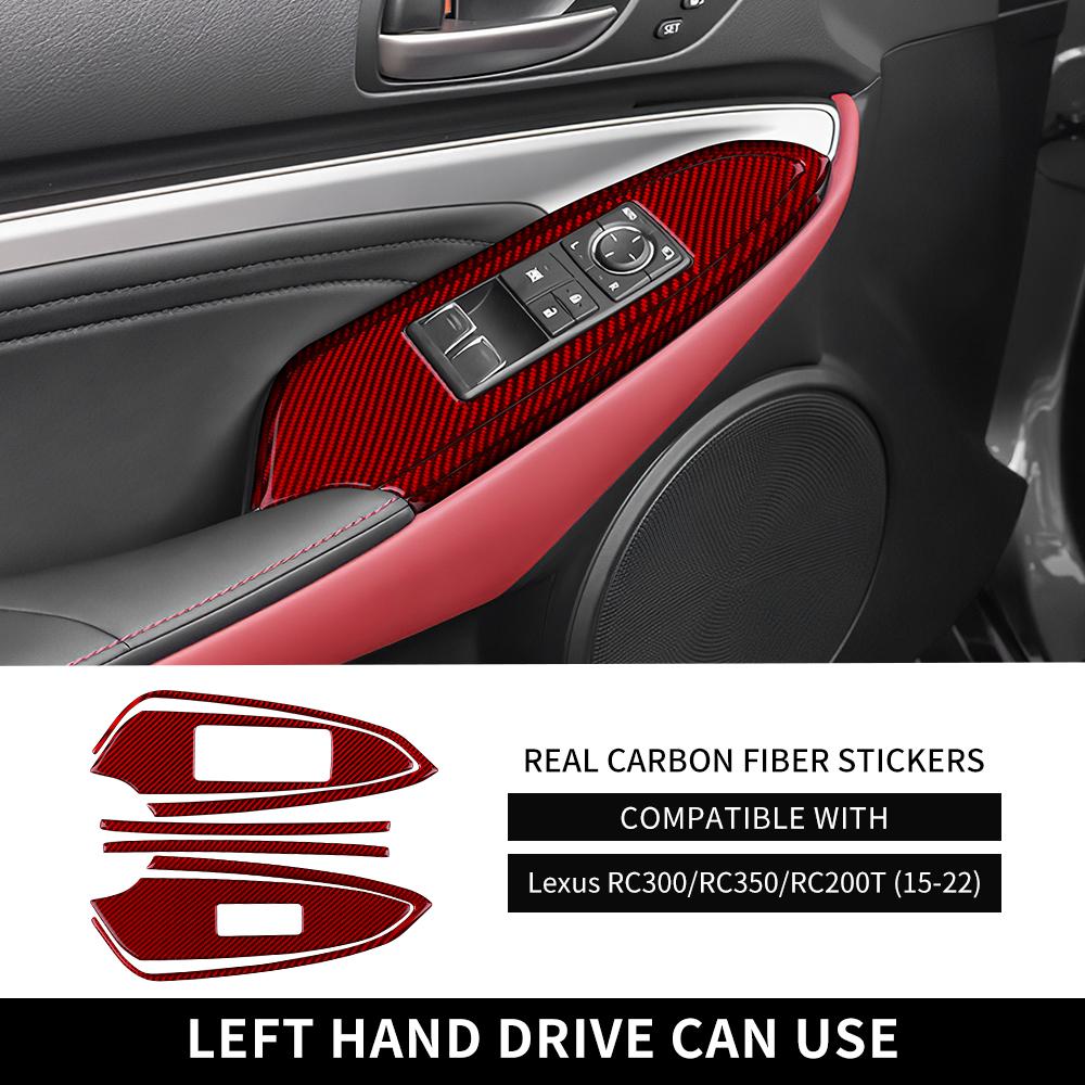 Real Carbon Fiber Sticker For Lexus RC300 RC350 RC200T 2015-2018 2019 2020 2021 2022 2023 2024 2025 Window Lift Switch Button