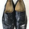 Vintage/LANCEL POLO CUP/Leather Full Brogue Wingtip Shoes/24.5/Black/BLACK/Closed Lacing Business Dress Shoes(USED)