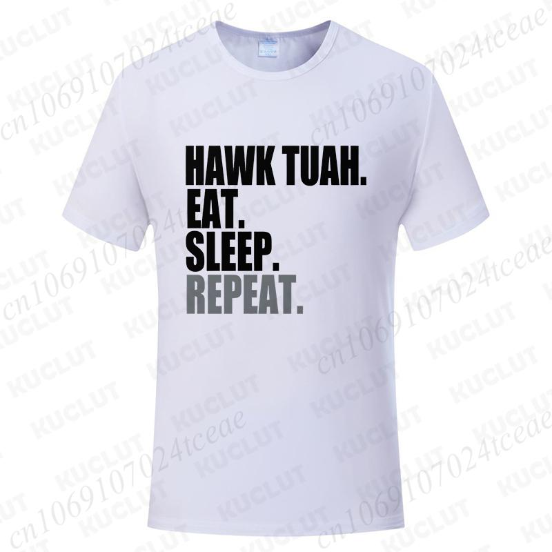 Футболка с мемом Hawk Tuah Eat Sleep Repeat, унисекс, мужская, женская, модная, повседневная, оверсайз, с коротким рукавом