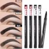 Waterproof Natural Eyebrow Pen Four-claw Eye Brow Tint Makeup Three Colors Eyebrow Pencil Brown Black Grey Brush Cosmetics