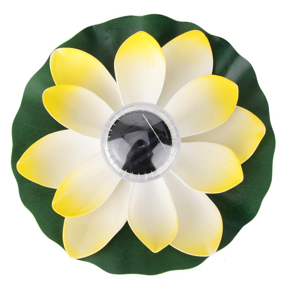 Solar Pond Pool Lights LED Color Changing Lotus Flower Waterproof  Floating LampLight Yellow