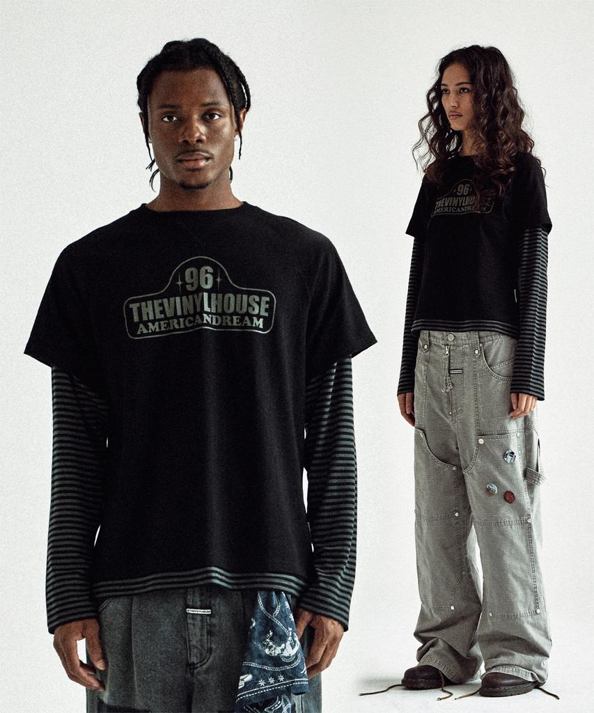 THEVINYLHOUSE 96 Layered Ls Tee Black