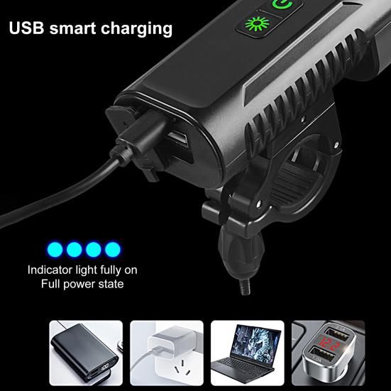 Велосипедный передний фонарь Супер яркий USB перезаряжаемый Быстросъемный Индикатор заряда Высокий децибел
