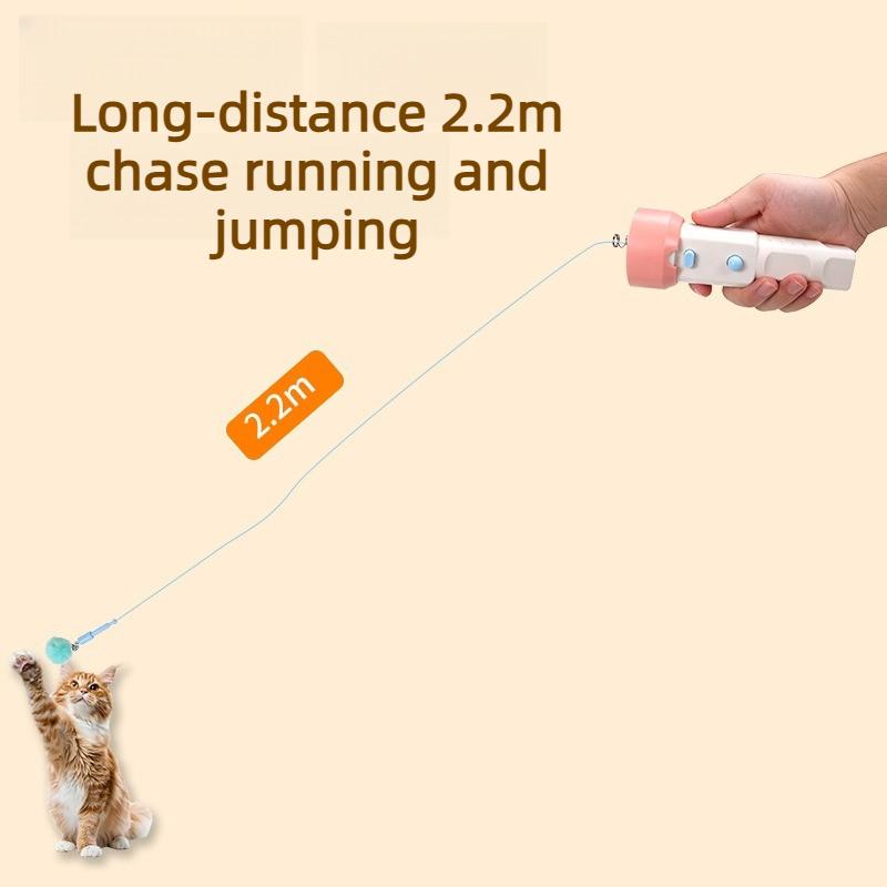 Retractable Rope Cat Teaser Rechargeable Kitten Launcher Toy Flashlight Shaped Interactive Boredom Relief Cat Wand Smart Cat Toy