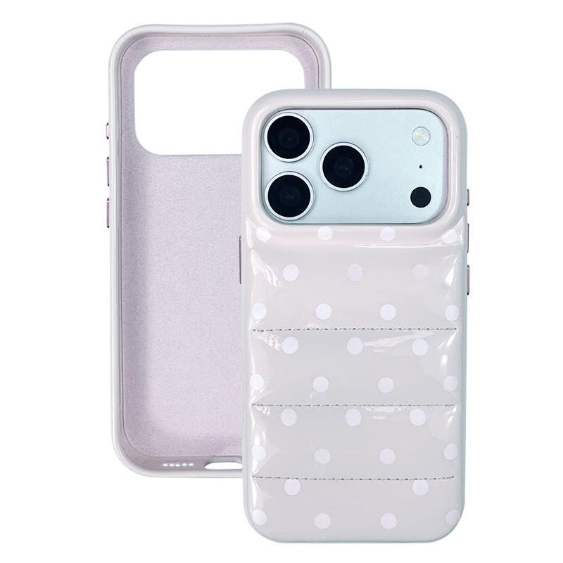 PU Leather Polka Dot Phone Case IPhone 15 16 17 Series Full Coverage Shockproof Grip Comfortable Ins Style