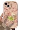 Розовый тюльпан для чехла для мобильного телефона IPhone 17 16 Promax Женский для IPhone 14 Plus Мультяшный 13 Кремовый узор 15
