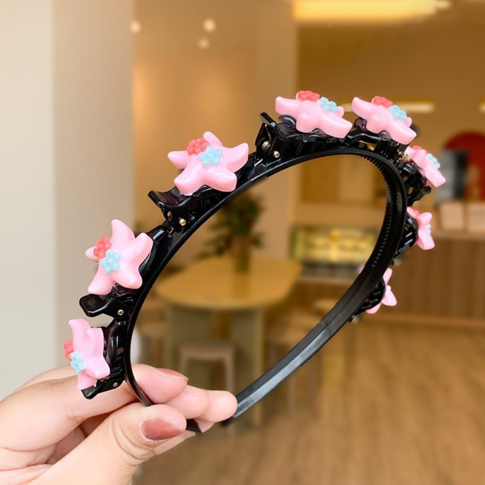 Braided Double Bangs Hairpin Hairband Colorful Flower Kids Teeth Headband  Headwear