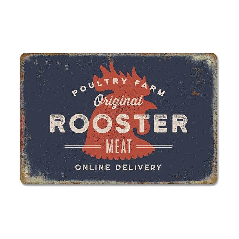 Оловянные знаки с цыплятами, металлический винтажный постер, петух, куриные яйца, ретро-налет, настенные наклейки, живопись для двери фермы, домашний декор