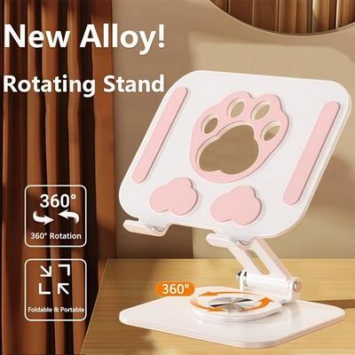 Складная алюминиевая подставка для планшета, вращение на 360°, подставка для телефона, держатель для планшета в виде кошачьих лап, для планшета/телефона