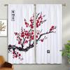 2 Pieces of Chinese Style Curtain Cherry Blossom Sun River Landscape Print Curtain for Living Room Kitchen Bedrooom Window Decor