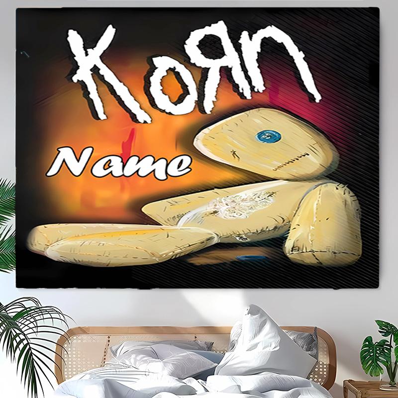Personalized Korn rock band Background Tapestry,Custom Name Birthday Party,Multifunctional Wall Decoration for Home Decor,Various Occasions