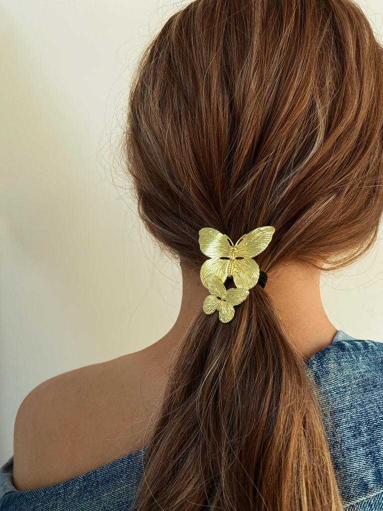 Элегантная золотая металлическая простая резинка для волос, забавные изогнутые ленты, женская роскошная стильная резинка для волос, простые шикарные аксессуары для волос