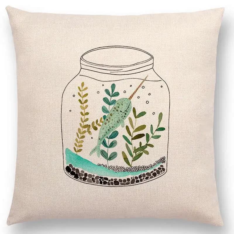 Новейшая мода Скандинавский стиль Чехол на подушку с китом Океанские киты Домашняя наволочка Чехлы для подушек