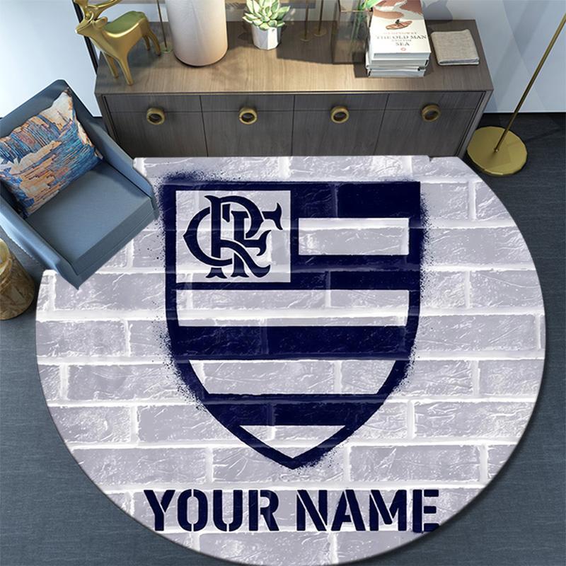 Custom Name Flamengo Round Area Rug,Carpet Rug for Living Room Bedroom Sofa Playroom Decor,Non-slip Floor Mat