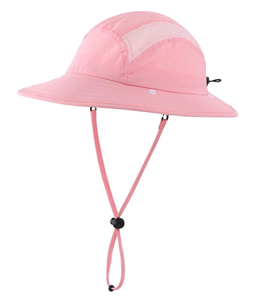 Летняя детская кепка с хвостиком, с клапаном UPF, быстросохнущая, широкополая шляпа от солнца, защита от УФ-лучей, шляпа сафари, детская шляпа для рыбалки для девочек, розовая, 50+