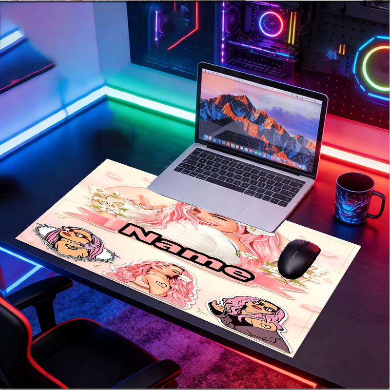 Custom Name Personalized Karol G Pattern Mousepad, Laptop PC Desk Mat, Decorative Desk Mat for Home Keyboard Pad Gift