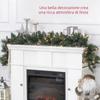 Christmas Garland with 50 White LED Lights and Decorations, in Plastic and Metal, 180x30x30 cm, Green