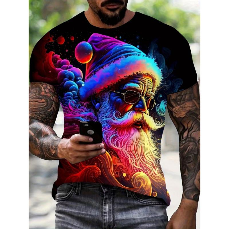 Мужская футболка большого размера с 3D праздничным рождественским принтом, свободная и повседневная, мягкая и удобная, дышащая, для занятий спортом на открытом воздухе