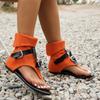 Clip Toe Roman Sandals Denim Belt Buckle Herringbone Flat Boots Women Casual Sandals Rear Zipper Ladies High Top Shoes Summer