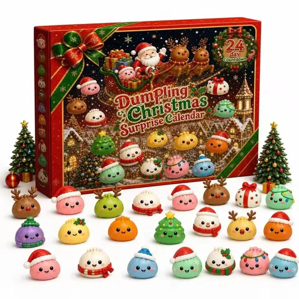 Горячий Рождественский Адвент-календарь Squishies 24 дня Отсчет Adviento Navidad Пельмень Сквиши Медленно Поднимающийся Сжимаемый Домашний Декор Подарки