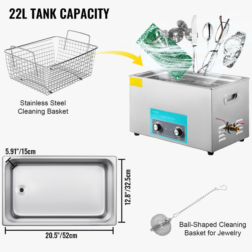 Ultrasonic Jewelry Cleaner with Heater Timer for Cleaning Eyeglass Rings