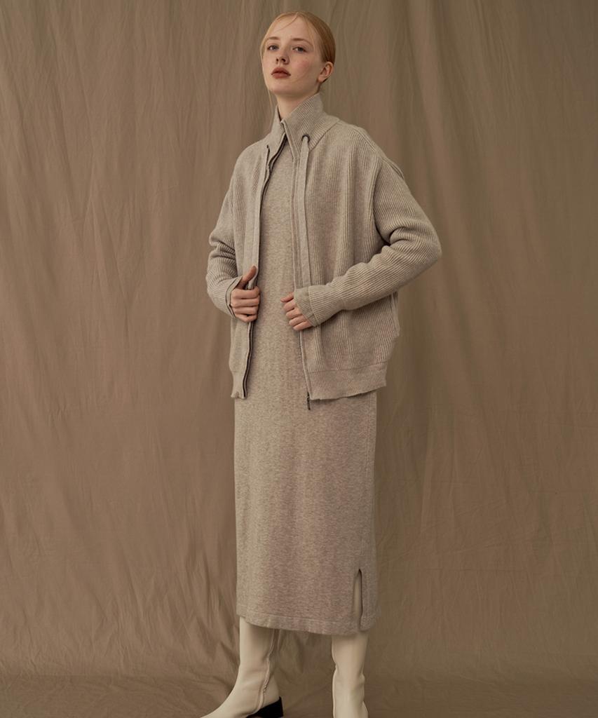 Вязаный кардиган Baseukala с воротником-стойкой и застежкой-молнией (5Colors)