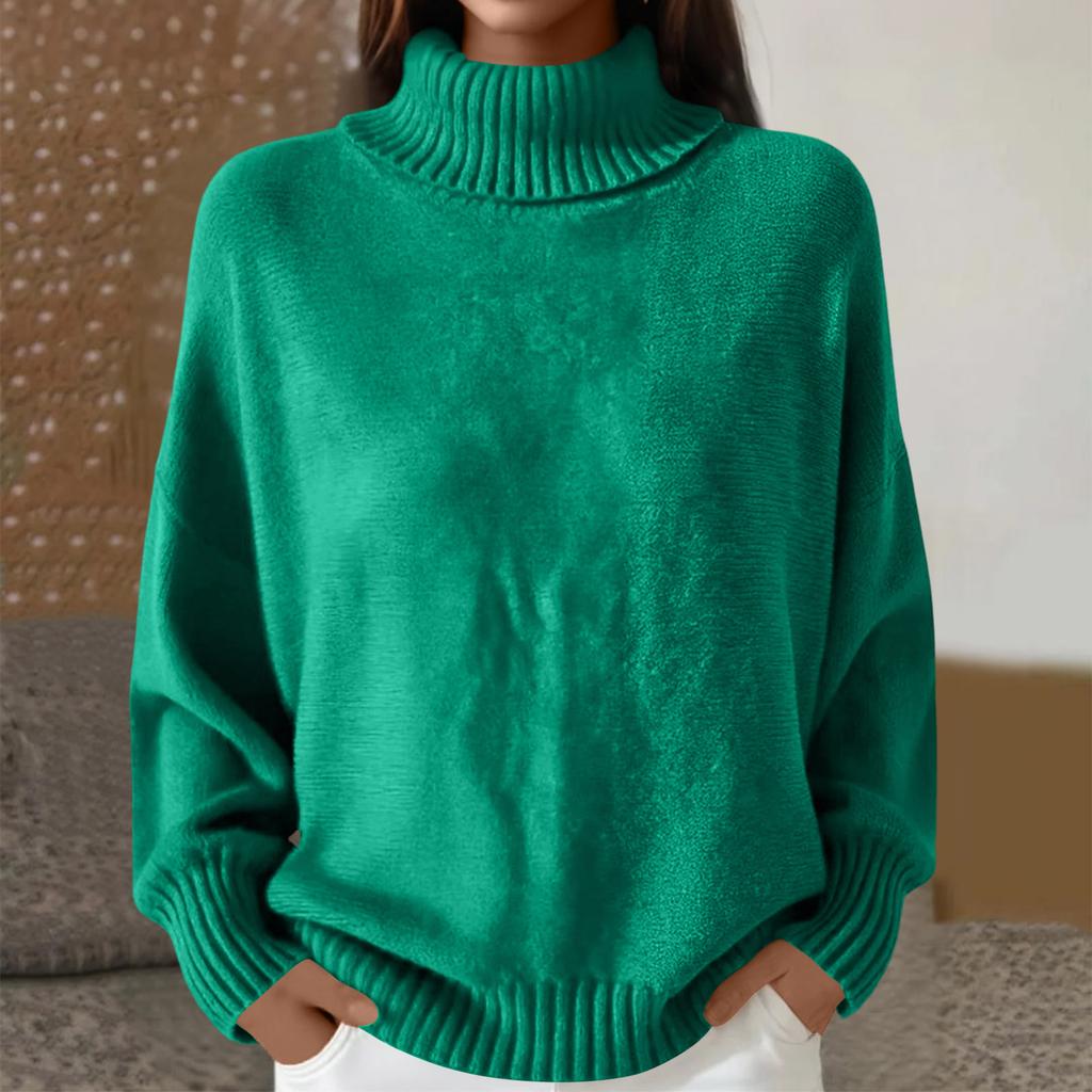 Women's Casual And Fashionable Long Sleeved Knitted Solid Color Top Sweater