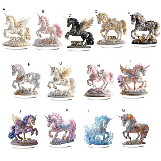 Acrylic Horse Ornament 2D Flat Horse Tabletop Decoration Collectible Colorful Horse Centerpiece for Year of The Horse New Year Living Room Decor