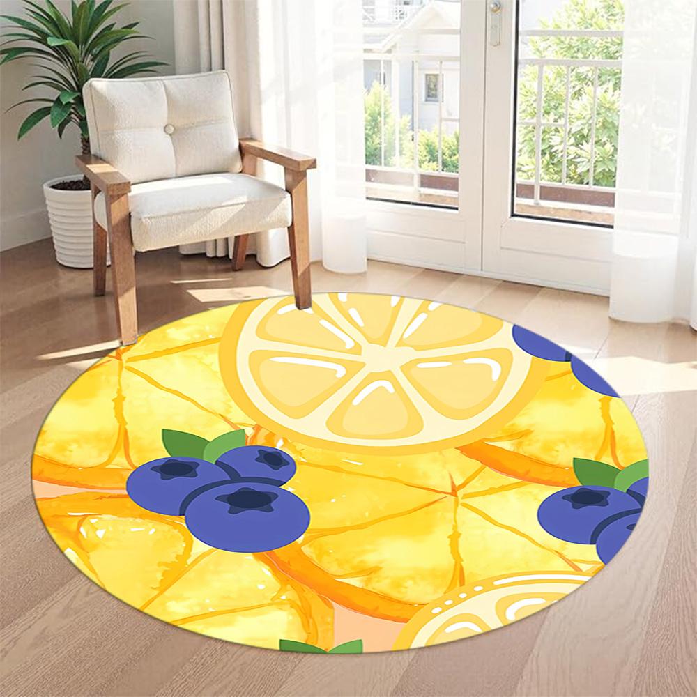 Fruit Round Office Rug Design for Foyer Playrooms Outdoor Bedrooms Anti-slip Round Rug Office home decor Perfect Gift for Women Men