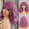 Короткий волнистый парик серо-фиолетового цвета с челкой из синтетического волокна, женская мода до плеч, фиолетовый косплей, повседневная одежда, волосы