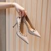 Fashion 2025 Popular Pointed Toe Patent Leather Rivet Stud High Heels Shoes Banquet Party WeddingShoes Nightclub High Heels Women Shoes