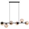 Siena black hanging lamp, 6-lamp, honey shade, E14