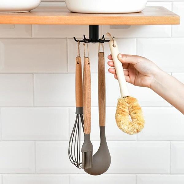 360 Rotation Rotatable Hooks for Kitchen Organizer and Storage Hanging Creative Tableware Bathroom Organizer Self Adhesive Hooks