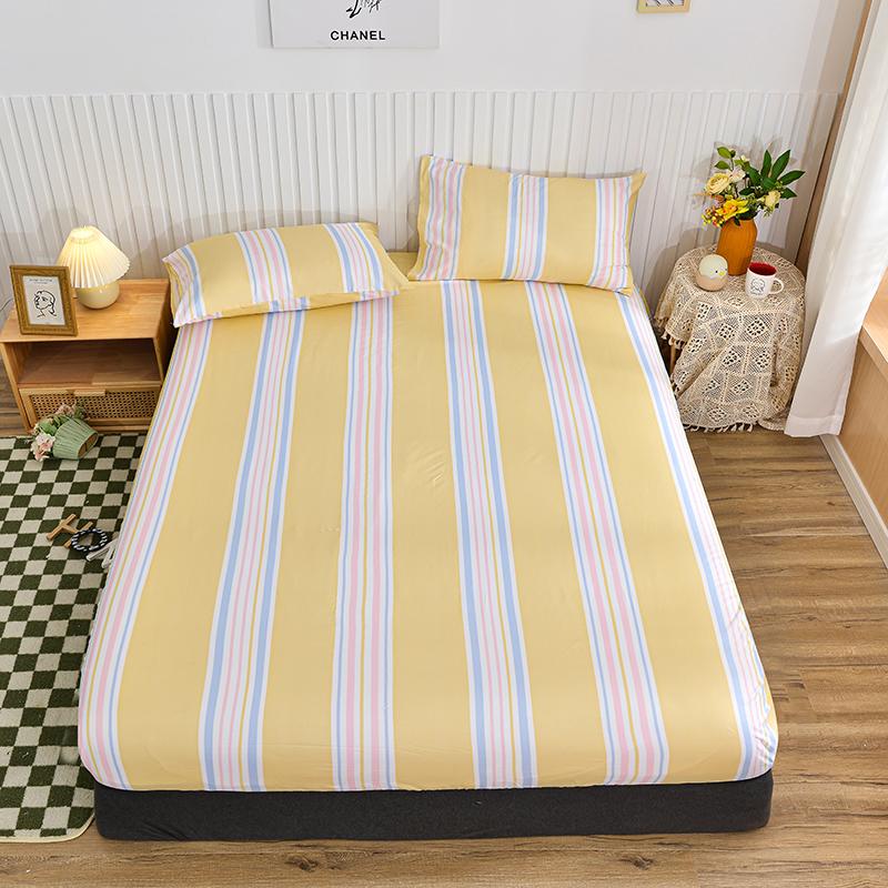 White Bed Sheet With Elastic Band Marbling Printed Single/Queen/King Size Fitted Bed Sheets For Double Beds All-Around Bed Cover