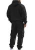 2025 Men's European Size Winter Loose Casual Sports Multi-Pocket Workwear Set with Plus Velvet