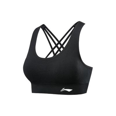 Женский бюстгальтер для фитнеса с принтом логотипа Li Ning, черный YUBT012-4