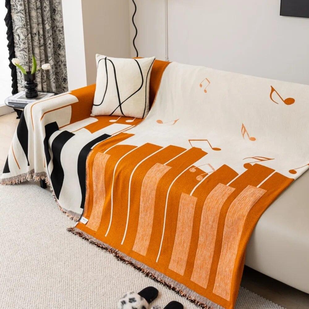 Чехол для дивана с ключом от фортепиано, полотенце для дивана, чехол для дивана из синели, коврик для домашних животных, коврик для гостиной, музыкальная нота, чехол для дивана, одеяло