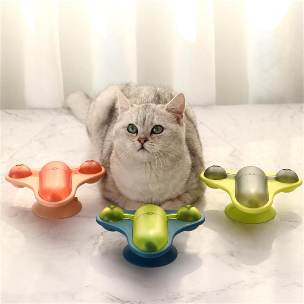 Забавная игрушка для кормления с утечкой для перекуса, игрушки, диспенсер для еды, вращающийся самолет с мячиком с кошачьей мятой, интерактивные тренировочные игрушки