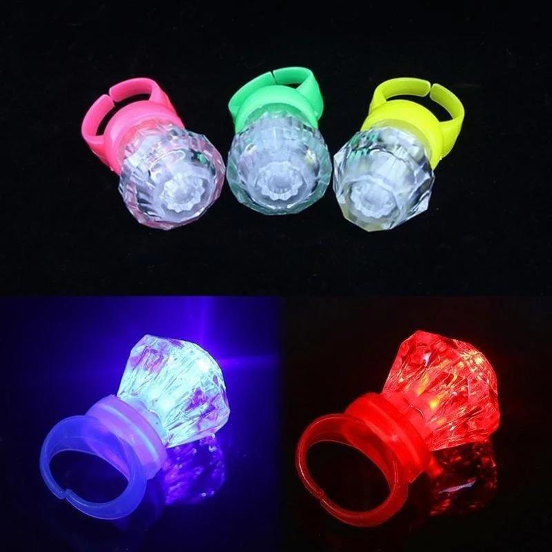 10 Pcs Festival Creative Gifts Multi-color Bright LED Laser Finger Ring Light Lamp Beams Torch for Party KTV Bar Gift Accessory