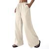 Women's Spring Summer Casual Drawstring Waist Texture Pocket Loose Casual Wide Leg Pants