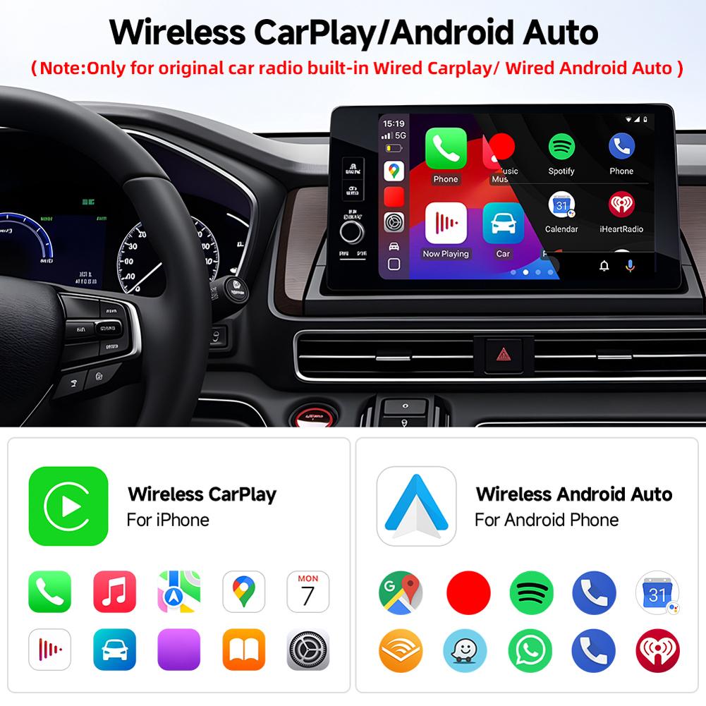 Беспроводной адаптер CarPlay Android Auto 2 в 1 Смарт-бокс Преобразование проводного в беспроводной Смарт USB-донгл Автоматическое подключение для заводского проводного
