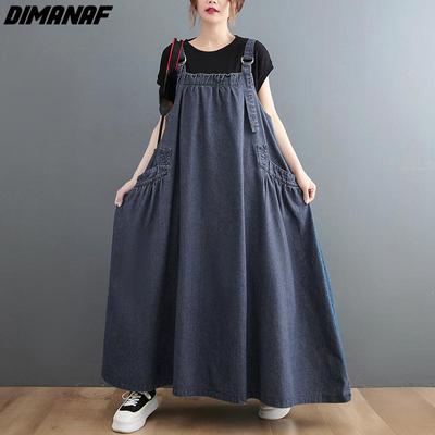 Летнее платье больших размеров, модное женское платье без рукавов, элегантный женский длинный жилет, свободное синее джинсовое длинное платье больших размеров
